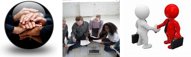 3 photos of meetins taking place