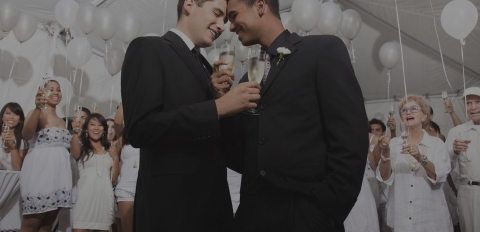 A gay couple on their wedding day