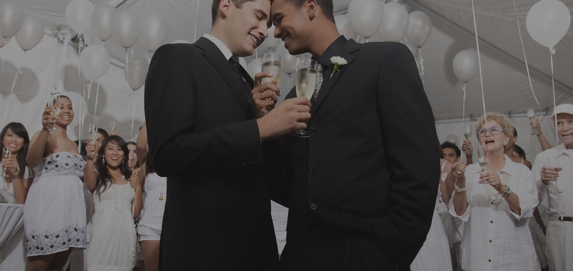 A gay couple on their wedding day